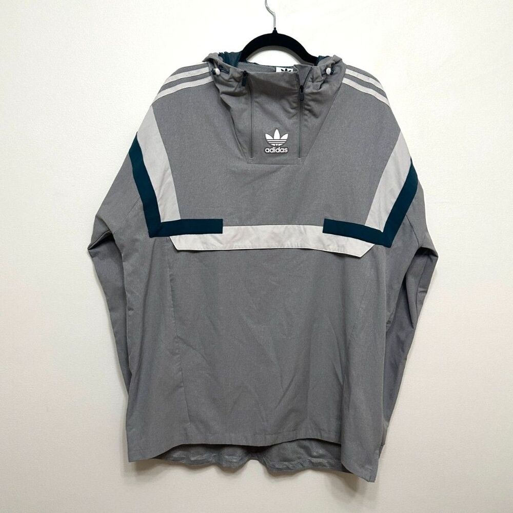 Adidas Originals BR8 Windbreaker Jacket Men’s L Gray Teal Colorblock